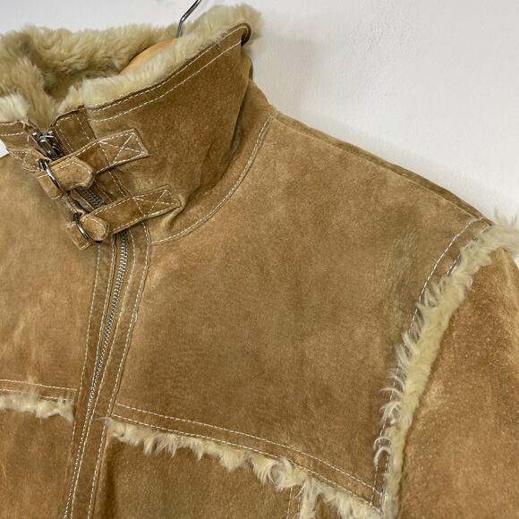 Wilsons Leather Suede Faux Shearling Fur Moto Jacket Boho Penny Lane Womens XL - Picture 4 of 17